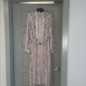 Lucy Paris Beige Snake Print Long Sleeve Dress